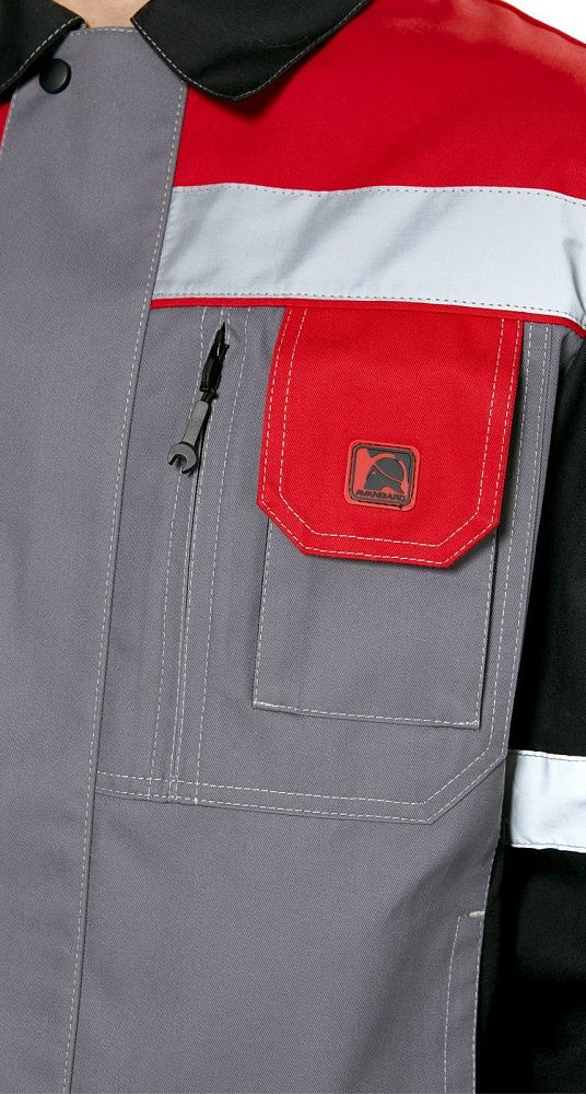 Куртка мужская рабочая летняя для ИТР Виват серо-черно-красная